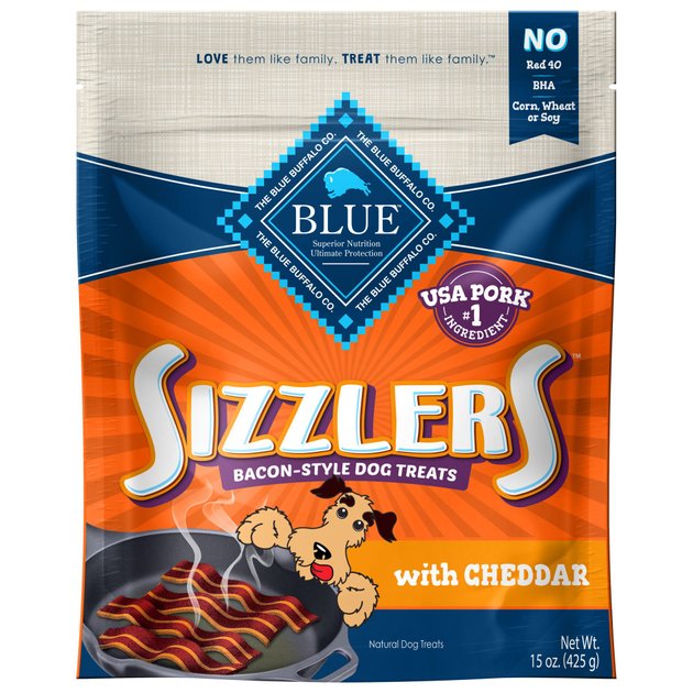 Blue Buffalo Sizzlers with Cheddar BaconStyle Dog Treats, 15oz bag