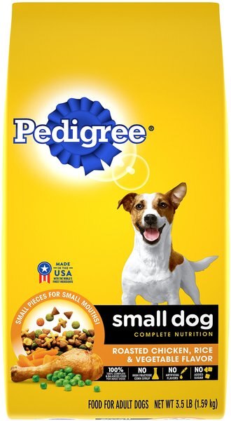 Pedigree Small Dog Complete Nutrition Roasted Chicken, Rice & Vegetable Flavor Small Breed Dry Dog Food, 3.5-lb bag slide 1 of 9