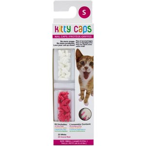 Kitty Caps Cat Nail Caps, Small, Pure White & Coral Red