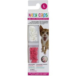 Kitty Caps Cat Nail Caps, Large, Pure White & Coral Red