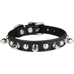 OmniPet Signature Leather Studs & Spikes Dog Collar, Black, 14-in
