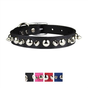 OmniPet Signature Leather Studs & Spikes Dog Collar, Black, 20-in