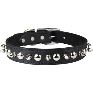 OmniPet Signature Leather Studs & Spikes Dog Collar, Black, 22-in