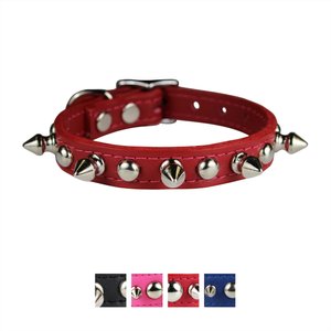 OmniPet Signature Leather Studs & Spikes Dog Collar, Red, 12-in