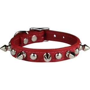 OmniPet Signature Leather Studs & Spikes Dog Collar, Red, 14-in