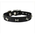 OmniPet Signature Leather Bone Dog Collar, Black, 12-in