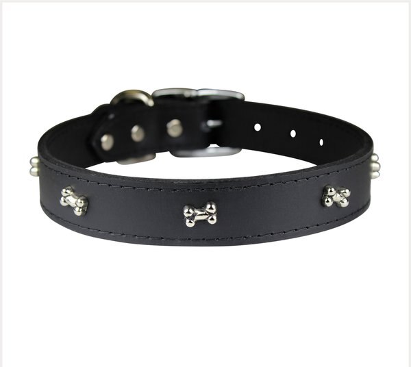 OmniPet Signature Leather Bone Dog Collar, Black, 24-in slide 1 of 5