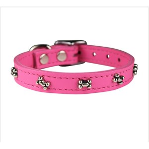 OmniPet Signature Leather Bone Dog Collar, Pink, 12-in