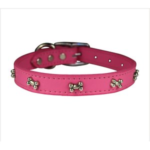 OmniPet Signature Leather Bone Dog Collar, Pink, 20-in