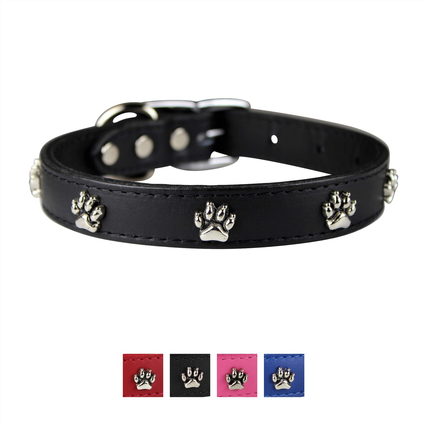 OMNIPET Signature Leather Paw Dog Collar, Black, 20-in - Chewy.com