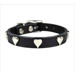 OmniPet Signature Leather Heart Dog Collar, Black, 14-in