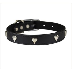 OmniPet Signature Leather Heart Dog Collar, Black, 18-in