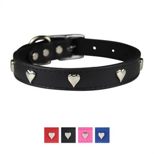 OmniPet Signature Leather Heart Dog Collar, Black, 20-in
