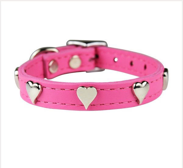 OmniPet Signature Leather Heart Dog Collar, Pink, 14-in slide 1 of 5