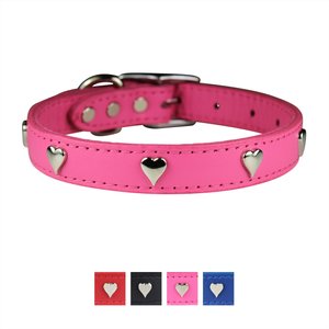 OmniPet Signature Leather Heart Dog Collar, Pink, 16-in