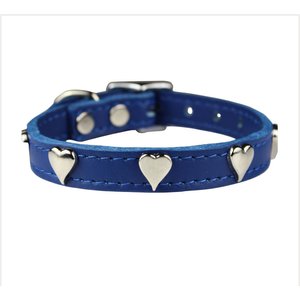OmniPet Signature Leather Heart Dog Collar, Blue, 12-in