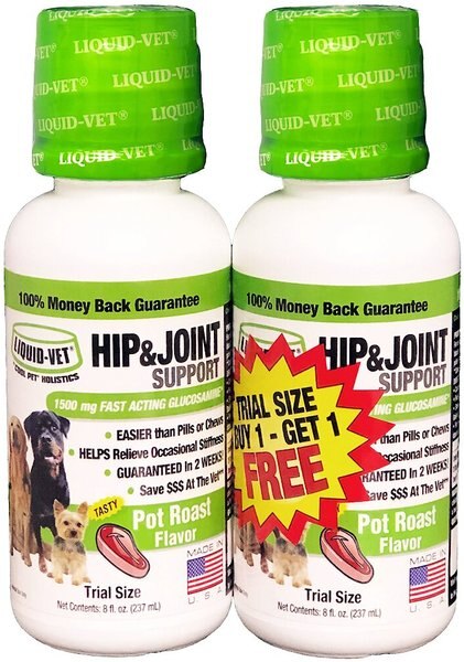 Liquid-Vet Hip & Joint Dog Supplement, 8-oz bottle, 2-pack trial, Pot Roast slide 1 of 4