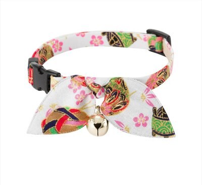 NECOICHI Oribon Kimono Bow Tie Cotton Breakaway Cat Collar with Bell ...