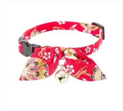 Necoichi Oribon Kimono Bow Tie Cotton Breakaway Cat Collar with Bell, slide 1 of 1