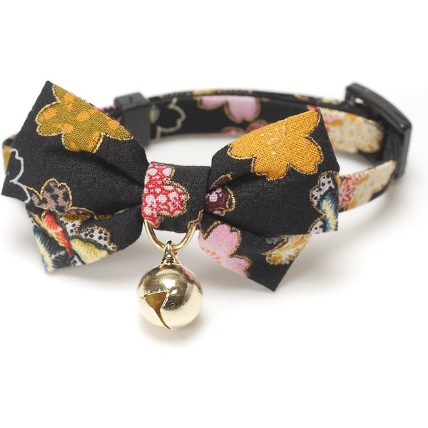 1 Size Fits All Accesyes Japanese Chirimen Kimono Print Cat Collar with Bell Tie for Kitten Puppy Pet Supply Adjustable