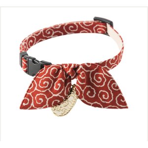 Necoichi Ninja Cotton Breakaway Cat Collar with Bell, Red, 8.2 to 13.7-in neck, 2/5-in wide