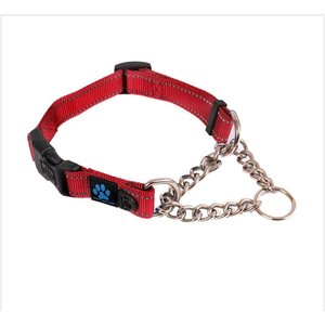Max & Neo Dog Gear Nylon Reflective Martingale Dog Collar with Chain, Red, Small: 12 to 14.5-in neck, 1-in wide