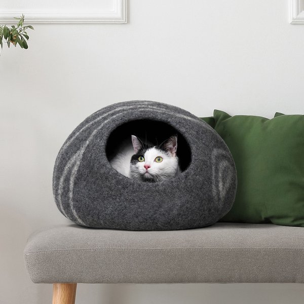 Meowfia Premium Felt Cat Cave Bed, Dark Gray slide 1 of 9