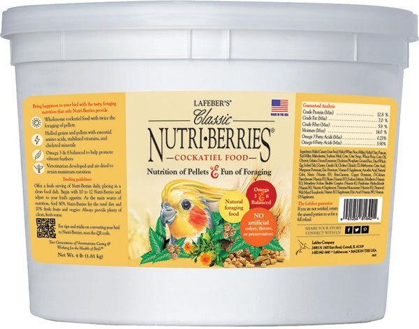 Lafeber Classic Nutri-Berries Cockatiel Food, 4-lb tub slide 1 of 7