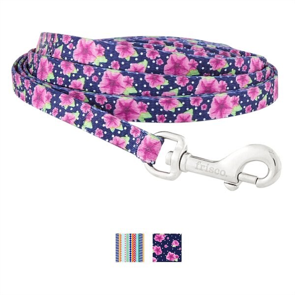 Frisco Patterned Polyester Dog Leash, Midnight Floral, X-Small: 6-ft long, 3/8-in wide slide 1 of 6