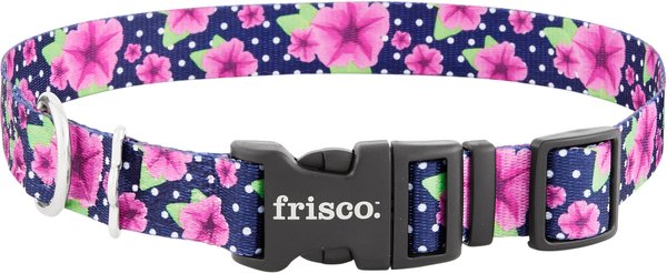 Frisco Patterned Polyester Dog Collar, Midnight Floral, Large: 18 to 26-in neck, 1-in wide slide 1 of 7