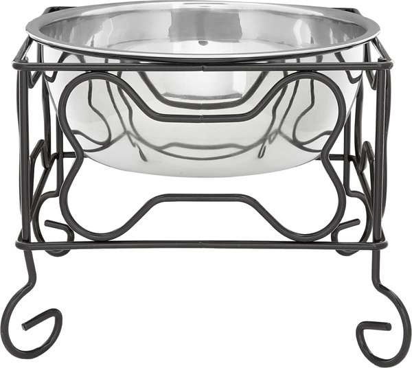 YML Wrought Iron Stand with Stainless Steel Dog Bowl, Medium slide 1 of 4