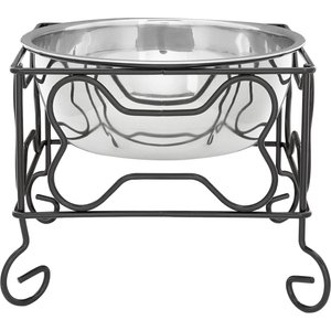 YML Wrought Iron Stand with Stainless Steel Dog Bowl, Medium