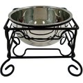 YML Wrought Iron Stand with Stainless Steel Dog Bowl, Large