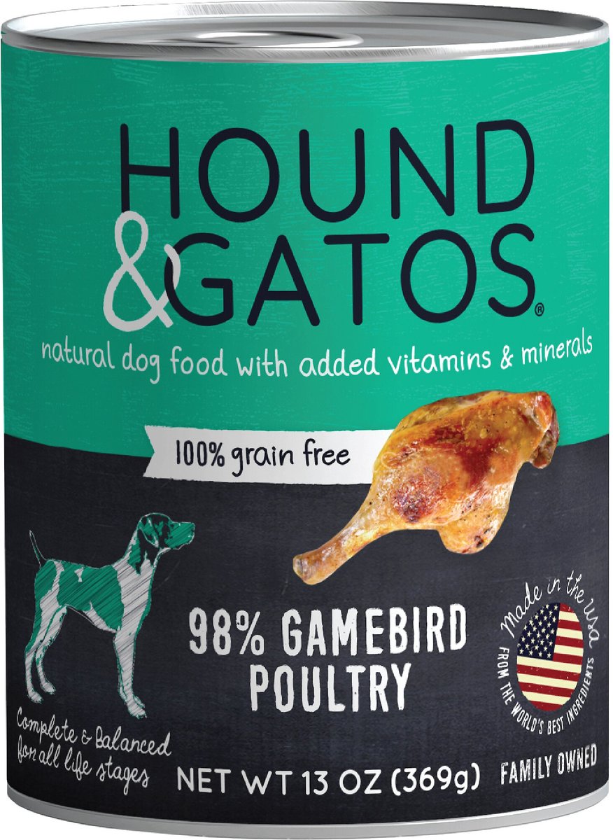 Hound and Gatos – 98% Game Bird Poultry Wet Dog Food