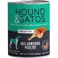 Hound & Gatos 98% Gamebird Poultry Grain-Free Dog Food, 13-oz, case of 12