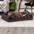 FurHaven Faux Fleece Orthopedic Bolster Cat & Dog Bed w/Removable Cover, Coffee, Large