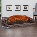 FurHaven Comfy Couch Orthopedic Bolster Dog Bed w/Removable Cover, Diamond Brown, Jumbo