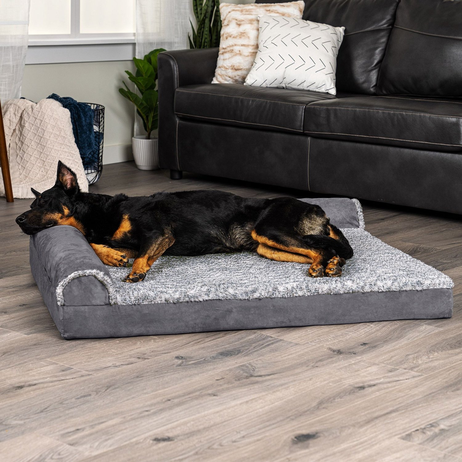 FurHaven Two-Tone Deluxe Chaise Orthopedic Dog Bed