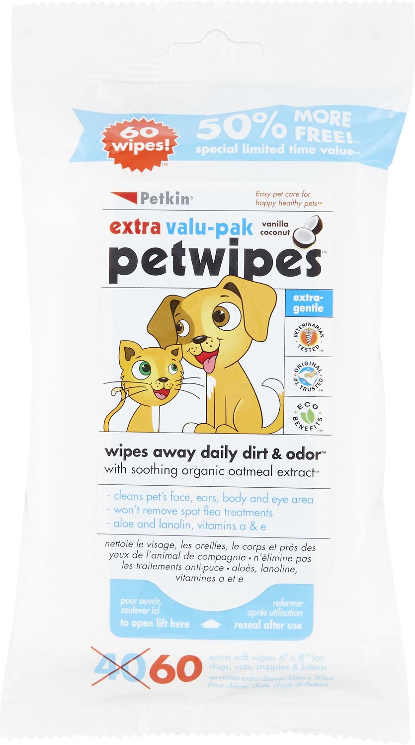 PETKIN Petwipes Vanilla & Coconut Valu-Pak Dog & Cat Wipes ...
