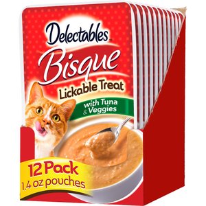 Hartz Delectables Bisque Tuna & Veggie Lickable Cat Treat, 1.4-oz, Case of 12