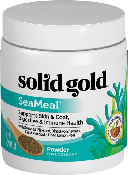 Solid Gold Supplements SeaMeal Skin & Coat, Digestive & Immune Health Powder Grain-Free Dog & Cat Supplement, 5-oz jar slide 1 of 7