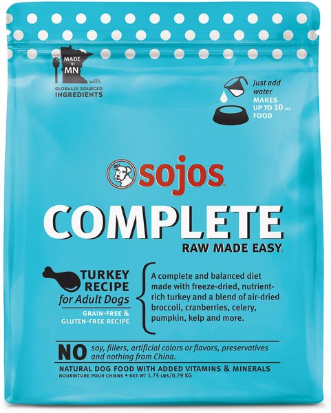 Sojos Complete Turkey Recipe Adult Grain-Free Freeze-Dried Raw Dog Food, 1.75-lb bag slide 1 of 10