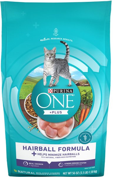 Purina ONE Hairball Adult Formula Dry Cat Food, 3.5-lb bag slide 1 of 11