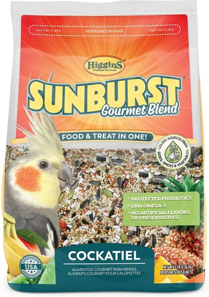 Higgins Sunburst Gourmet Blend Cockatiel Food, 3-lb bag slide 1 of 6