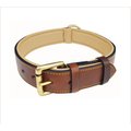 Soft Touch Collars Leather Two-Tone Padded Dog Collar, Brown, Large