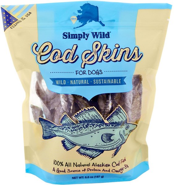Simply Wild Cod Skins Dehydrated Dog Treats, 6.6-oz bag slide 1 of 3