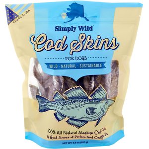 Simply Wild Cod Skins Dehydrated Dog Treats, 6.6-oz bag