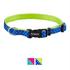 Frisco Patterned Nylon Dog Collar, Lime Polka Dot, X-Small: 8 to 12-in neck, 3/8-in wide