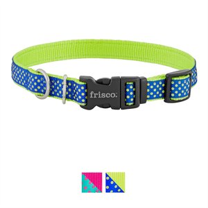 Frisco Patterned Nylon Dog Collar, Lime Polka Dot, Medium: 14 to 20-in neck, 3/4-in wide