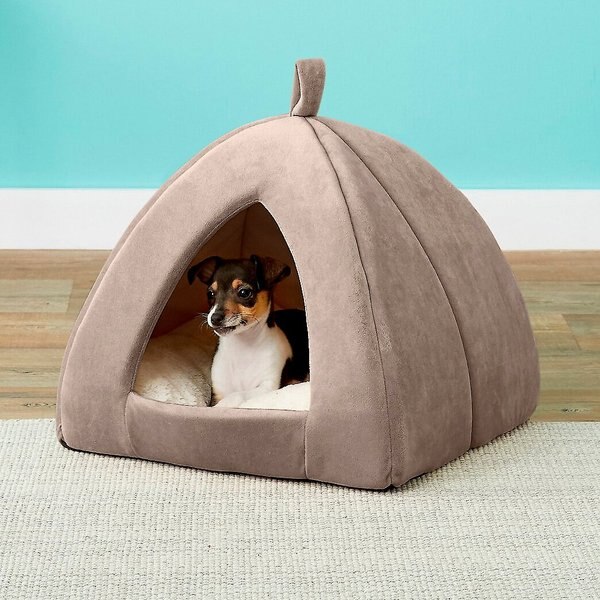 Frisco Tent Covered Dog & Cat Bed, Beige, Small slide 1 of 6